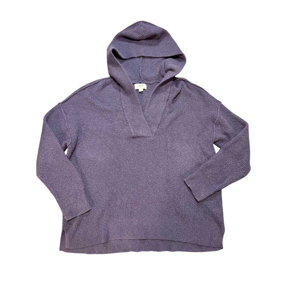Aerie Womens Purple Knit Oversized Hoodie Sweater V-Neck Medium Cozy Loungewear